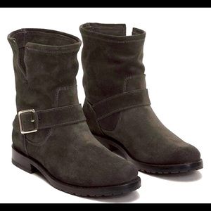 NEW Frye Natalie Short Engineer Boots Green Suede